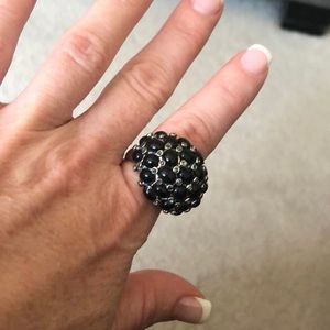 Silver & black bead ring
